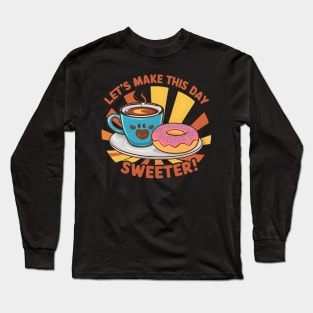 Sweet Morning Delight: Coffee and Donut Design Long Sleeve T-Shirt